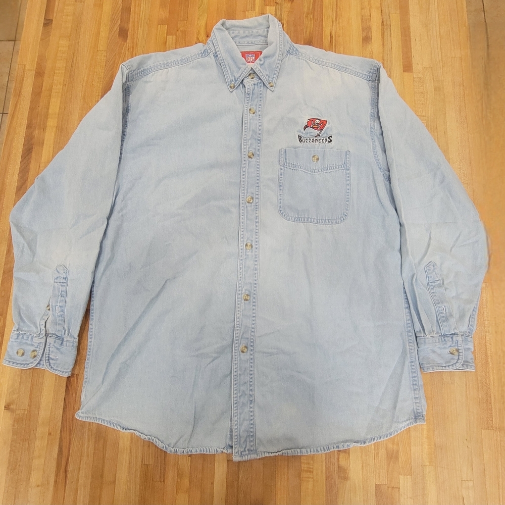Tampa Bay Buccaneers Shirt Mens Large Super Bowl Long Sleeve Button Up VTG